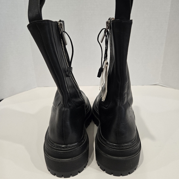 Zara Black Ankle Boots Women's Size 7.5 Track Sole Zip-up - Picture 5 of 15